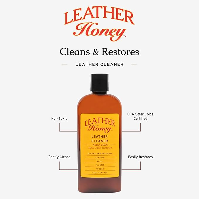 Leather Honey Complete Leather Care Kit Including 8 oz Cleaner and 8 oz Conditioner for use on Leather Apparel, Furniture, Auto Interiors, Shoes, Bags and Accessories