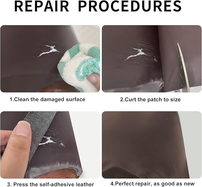 Lifeshoon Leather Repair Patch, 35X79 Inch Self Adhesive Leather Repair, Large Vinyl Patch Tape for Couches, Furniture, Car Seats, Cabinets, Wall, Handbags （Coffee, 35X79 Inch）