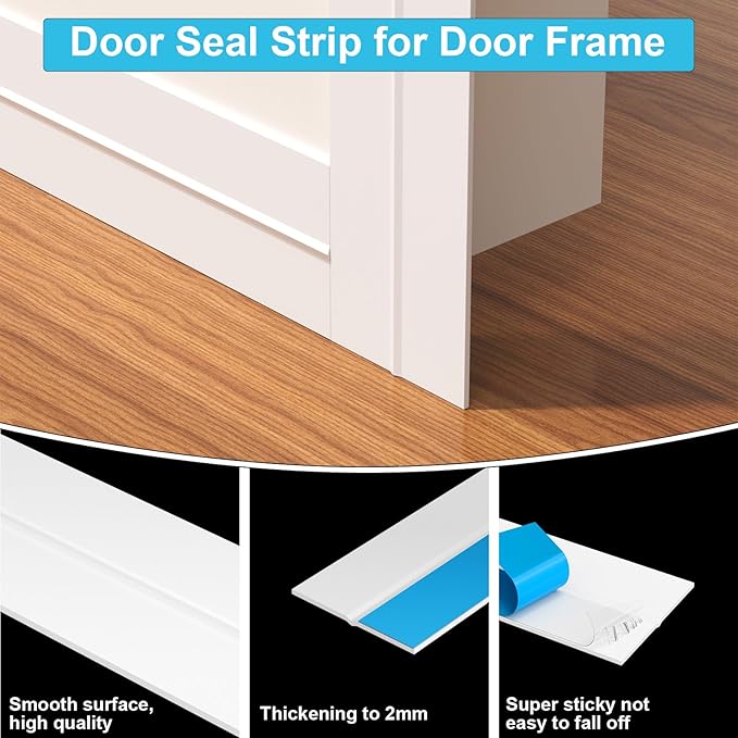 Thickened Weather Stripping Door Seal, Gap Seal for Frame and Gaps Draft Stopper,Glass Shower Door Sweep, White, 20 Feet x 3 Inch