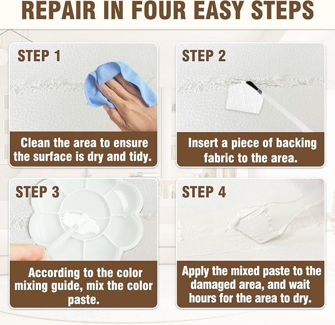 Vigorder Cream Leather Repair Kit for Furniture, Vinyl Repair Kit for Car Interior, Sofa, Purse and Jacket, Restore Any Material with Super Easy Instructions to Fix Scratches, Tears, Holes, Peeling