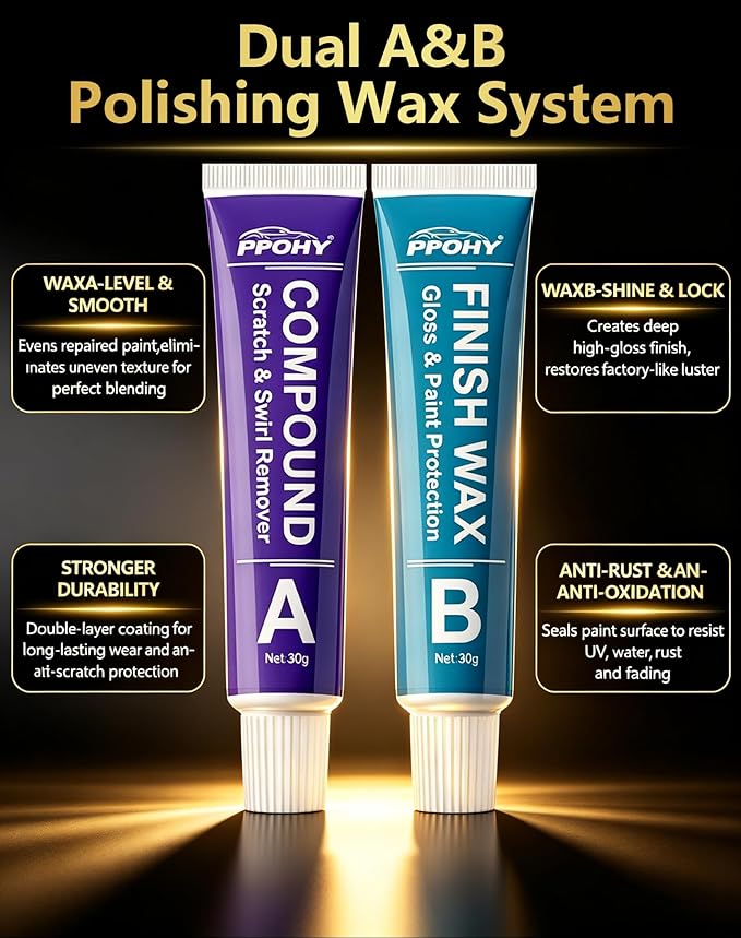 Celestial Silver Metallic (1J9) Touch Up Paint Pen for Toyota with A/B Wax-PPOHY OEM Exact Match,Complete Scratch Repair Kit,Quick Dry 2-In-1 Tip / Brush,Anti-Rust Waterproof Paint for Camry,Corolla,RAV4,Highlander