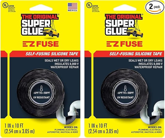 Super Glue The Original 15408 E-Z Fuse Tape, Black, 1 inches Width x 10 feet Length (Pack of 2)