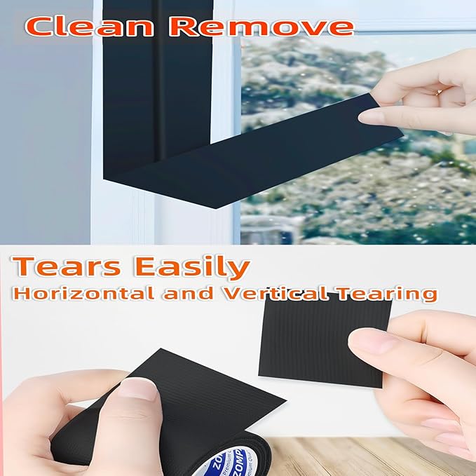 ZOMPAGO Black Window Weather Sealing Tape 1.8in x 33FT, Cloth Draft Stopper for Sliding Door & Gap Filler, Strong Adhesive Window Seal Tape Air Conditioner Door Weather Stripping Insulation