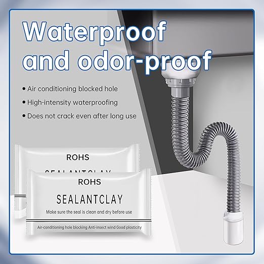 6 Pcs White Seal Putty,Waterproof Duct Seal Repair Sealing Clay & Moldable Silicone Putty,Ideal for Sealing Drain Connections, Wall Holes, and Air Conditioning Openings, Reliable and Efficient.