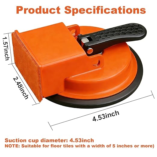 Floor Gap Fixer Tool - Heavy Duty Suction Cup Repair Tool for Laminate, Wood, Tile & Vinyl Flooring - Durable, Compact & Efficient Laminate Floor Gap Repair Tool (Orange+Rubber Mallet)