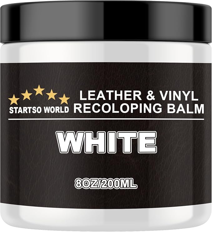STARTSO WORLD Leather Recoloring Balm - Repair Kit for White Furniture and Car Seats | Scratch Remover, Restores Faded Leather
