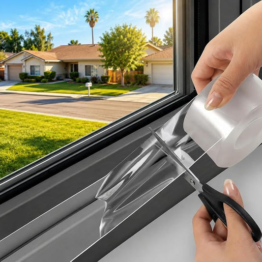 Window Sealing Tape, 3 Inch x 165 FT Clear Weather Stripping Tape for Drafty Windows, Window AC Units, No Residue Removable Waterproof Insulation Tape for Winter and Summer (Clear, 3-Inch x 55 Yards)