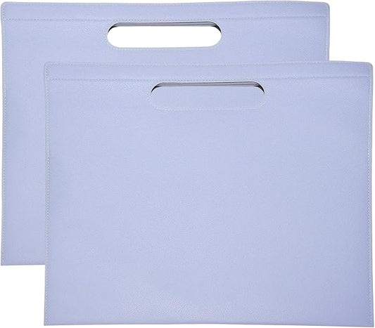 PATIKIL 2Pcs Leather Folder, 13.3x12.6 Magnetic Leather Document Holder File Folder PU Pouch Bag Portfolio File Organizer Handbag Personal Envelope Waterproof for Traveling, Purple