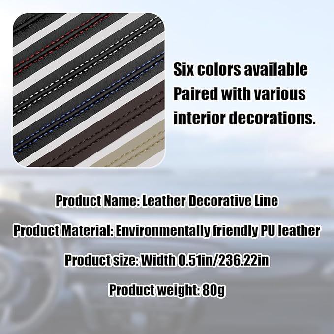 Car Interior Trim Strips, 19.68Ft Flexible Leather Vehicle Gap Fillers Decoration Molding Line, DIY Auto Central Control Door Garnish Accessories, Universal for SUV, Sedan, Truck (Black)