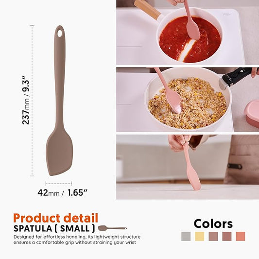 Platinum Silicone Spatula – BPA Free Silicone Spatula for Cooking – Heat Resistant Cooking Utensils for Non Stick Pans – One-Piece Spoonula for Baking, Mixing & More – Kitchen Scraper 9.3” Taupe Brown