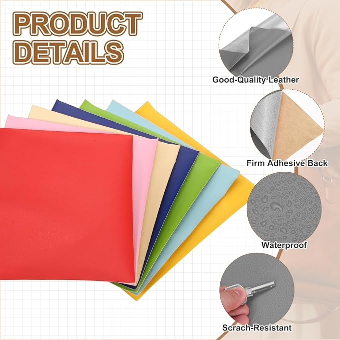 MECCANIXITY 3 Pcs Leather Repair Patch 10"x12" Self-Adhesive Leather Vinyl Repair Tape Kit for Furniture Couches Sofa Chair Car Boat Seats Jackets, Gray