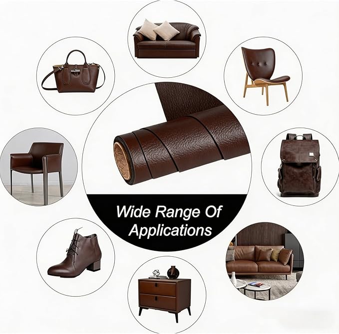Hohylactic Leather Repair Patch 24x54 Inch, Self Adhesive Leather Repair Tape, Large Vinyl Repair Kit for Sofa Couch Furniture Car Seats, Strong Adhesion Waterproof Scratch Resistant Easy Cut (Brown)