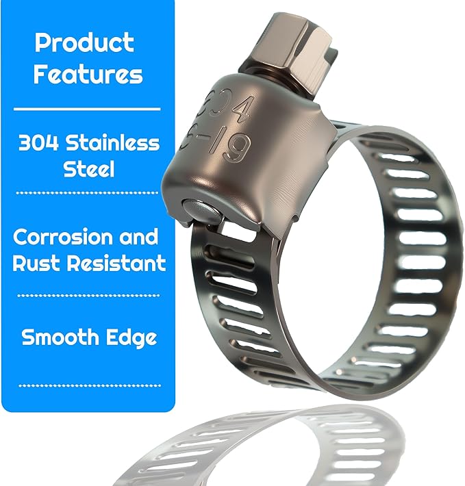 20PCS Hose Clamp Se1/4-7/16'' 304 Stainless Steel Worm Gear Hose Clamps for Pipe, Intercooler, Plumbing, Tube and Fuel Line (20pcs1/4-7/16/6-12mm)