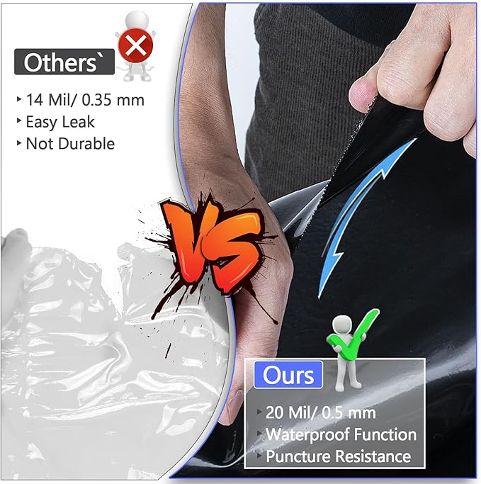 ToLanbbt Pond Liner 13 x 20 Ft HDPE Pond Liners, 20 Mil UV Resistant Preformed Pond Liner Easy Cutting, Pond Liner for Natural Looking Ponds, Waterfall, Koi Pondsand Water Garden (Black)