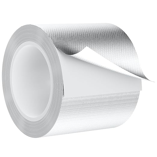 Fiberglass Aluminum Foil Tape 3 Inch x 66 Feet (5.9mil) – Heavy Duty HVAC Metal Tape,High Temp Waterproof Insulation Adhesive for Ductwork, Furnace, Dryer Vent, AC, Pipe Sealing & Repair
