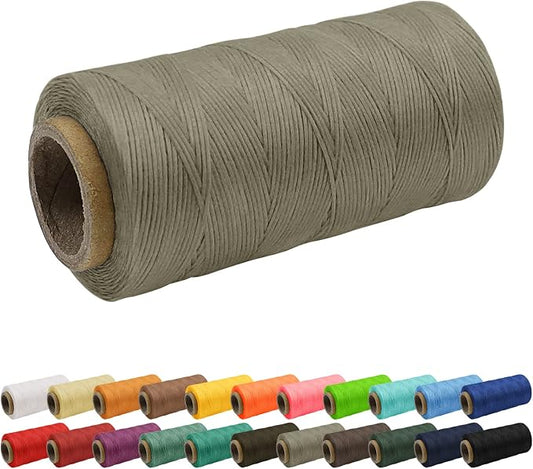 JeogYong 1mm Waxed Thread, 284 Yards 150D Flat Leather Sewing Thread, Hand Sewing Waxed Cord for Leather Craft, Bookbinding, Shoes Repairing (Grey)