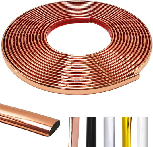 Rose Gold Peel and Stick Trim, Faoaatin Molding Trim for Walls, Edges, Borders, Window Frames, Backsplash Tiles, Flexible and Self Adhesive