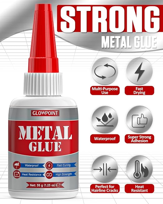 Metal Glue, 35g UltraStrong Adhesive for Stainless Steel, Aluminum, Iron, and More, Waterproof, Fast-Drying Repair Glue for Metal Crafts, Automotive, and DIY Projects