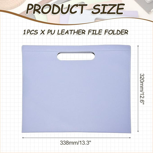 PATIKIL Leather Folder, 13.3x12.6 Magnetic Leather Document Holder File Folder PU Pouch Bag Portfolio File Organizer Handbag Personal Envelope Waterproof for Traveling Men Gift, Purple