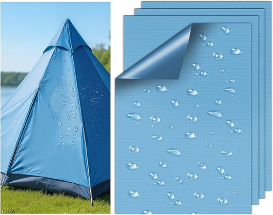 Waterproof Self-Adhesive Nylon Fabric Repair Tape - Tent Repair Kit,4pcs Fabric Patches for Jacket, Clothes, Puffer Down Jacket,Sleeping Bag, Outdoor Gear Tenacious Repairs Tape, SkyBlue