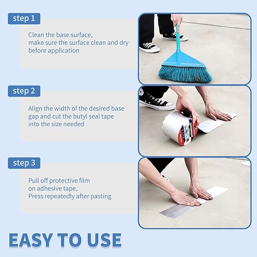 12" W X 32.8'L Waterproof Tape for Leaks Aluminum Butyl Tape with Adhesive for RV Repair, Glass Repairs, Air Mattress Patch, Window Caulking, Boat Sealing, Roof Patching