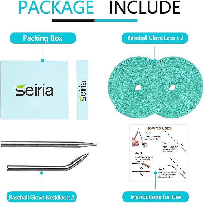 Baseball Glove Lace, Mitt Lace Repair Kit Softball 2 Leather Laces and 2 Lacing Needles for Catcher's Glove