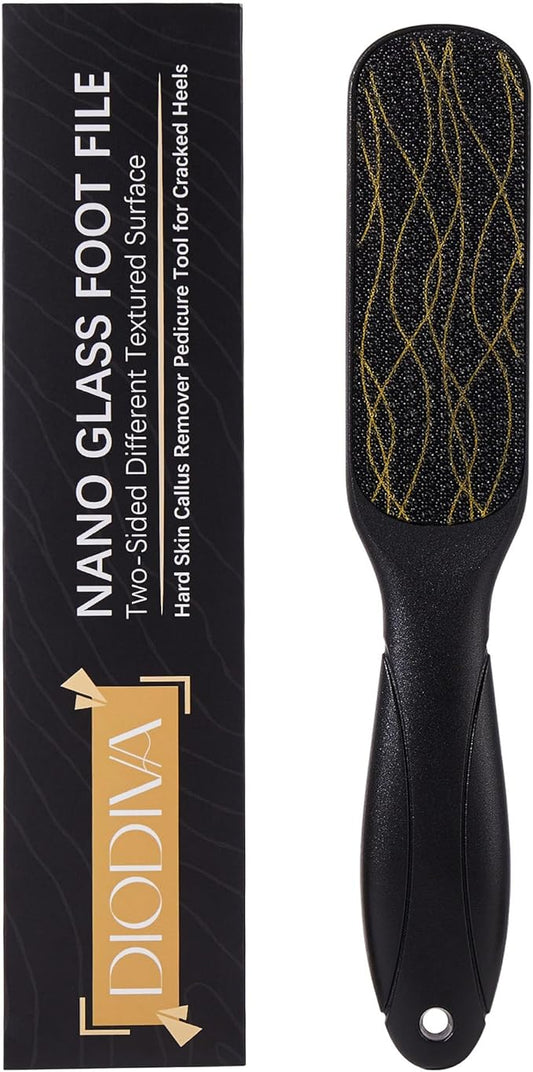 Nano Glass Foot File, Double-Sided Foot Callus Remover Feet Scrubber Hard & Dead Skin Hygienic Pedicure Tool in Shower Heel Scraper for Cracked Heels Smooth Feet Care Lima para Los pies (Black)