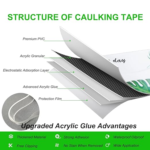 1.5" * 10.5' Kitchen & Bath Tape Caulk Strip, Upgraded Acrylic Glue PVC Self Adhesive Waterproof Caulking Sealing Tape, Decorative Sealant Trim for Kitchen Sink Toilet Bathtub (MarbleGrey)