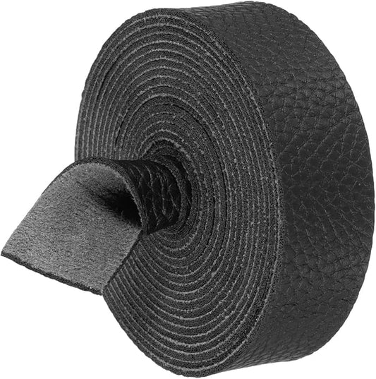 MECCANIXITY Faux Leather Strap, 1" Width x 98" Long Grained Leather Belt Strip Trim Roll for DIY Craft Projects, Pet Collars, Traction Ropes, Bag Straps, Hobby Workshop (Black)