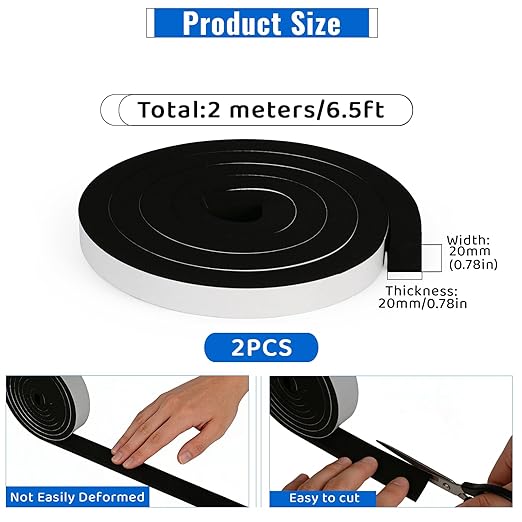 High Density Foam Tape - 3/4'' x 3/4'' x 13Ft Weatherproof Adhesive Prevent Condensation Heat Resistant Flame Retardant Weather Stripping Easy to Cut & Install & Remove for Car Doors Pipes Windows