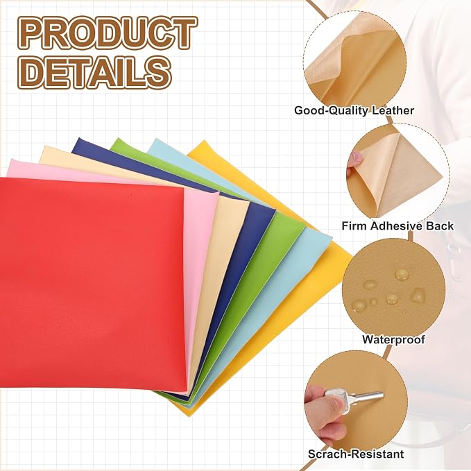 MECCANIXITY 3 Pcs Leather Repair Patch 10"x12" Self-Adhesive Leather Vinyl Repair Tape Kit for Furniture Couches Sofa Chair Car Boat Seats Jackets, Khaki