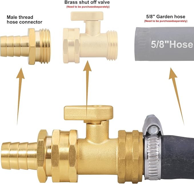 SIGURANTA Garden Hose Repair Connector with Clamps Hose End Repair Kit,5/8" Barb Garden Hose Fittings Male and Female brass garden hose ends (5/8"Barb-2 Set)