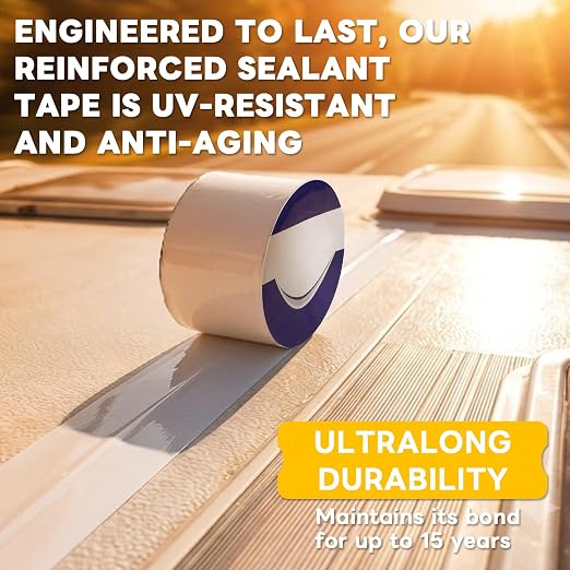 Waterproof White Butyl RV Roof Sealant Tape 4" x10', 40 mil Thick Patch | Reinforced Long-Lasting Repair Leaks, Heat/Weather Resistant for RVs, Roofs, Window, Boats, Vinyl Siding, Gutters, Walls