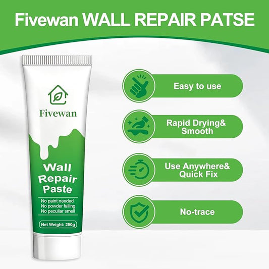 Fivewan Drywall Repair Kit, Wall Mending Agent, Wall Patch Repair Kit with Scraper, Simple Filling of Wall Holes＆Efficient Crack Repair