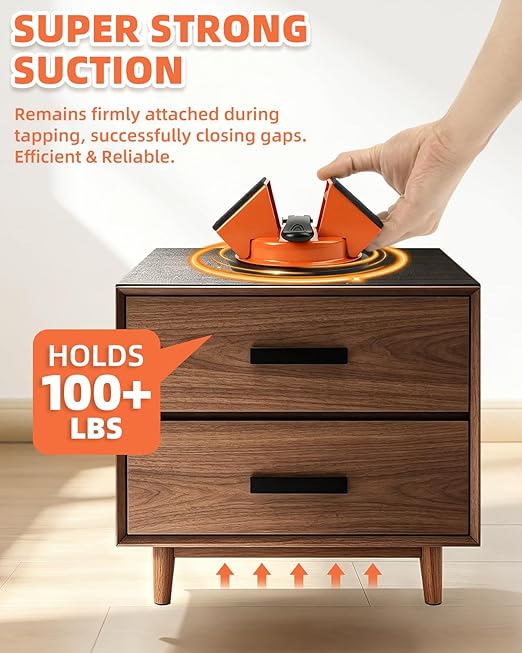 LOVECO Floor Gap Fixer Tool, Heavy Duty Suction Cup for Laminate & Vinyl Plank Repair, Solid Iron Body with Dual 45° Striking Surfaces, Includes 6 Sticky Pads, Gap Cleaning Blade & Microfiber Cloth