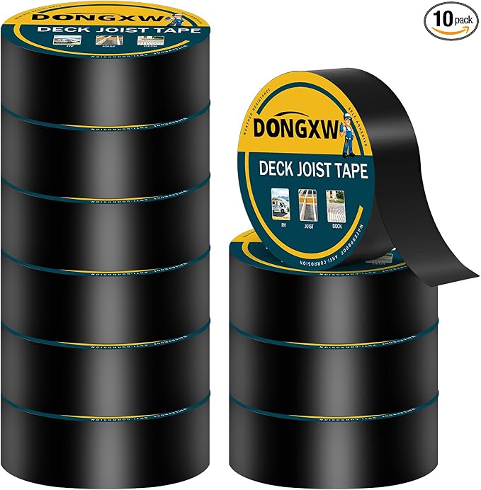 Dongxw Joist Tape for Decking 2''×50', Waterproof Butyl Deck Joist Tapes, Weather-Resistant Flashing Tape for Wood Decks Beams Roof, 10 Packs