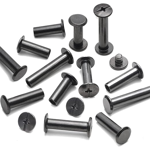 YORANYO 70Sets Chicago Screws Leather Rivets Assorted Screw Rivets Chicago Binding Screws for Decorate and Repair Leather Craft Belt Bag Shoes Purse Bookbinding (Black, M5*15,18,20,25)