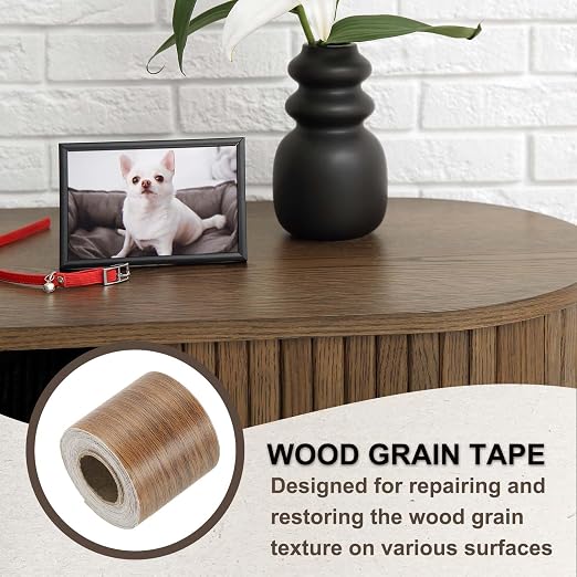 PATIKIL Wood Grain Tape 2" x 32 ft, Self-Adhesive Wood Texture Repair Tape Realistic Wooden Effect Patch for Furniture Cabinets Floor Walls, Grain