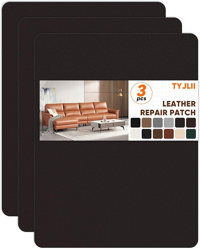 Leather Repair Patch Self Adhesive,8.3″ x 11″ Vinyl Patch Kit,Leather Repair Kit for Furniture,Car Seat,Couch,Office Chair.（Dark Coffee）
