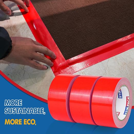 3 Rolls Red Duct Tape, Heavy Duty Strong Industrial Colored Duct Tape 9mil x 2inch x 25yds Flexible, No Residue, Waterproof and Tear by Hand, Multi-Use for Indoor & Outdoor Repairs