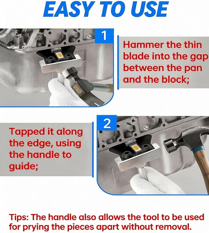 Oil Pan Separator Tool with Replacement Blade,Engine Oil Pan Sealant Removal Scraper Fit for Most Vehicles, Universal Vehicles Maintenance and Repair Tool - 50210 Gasket Separator