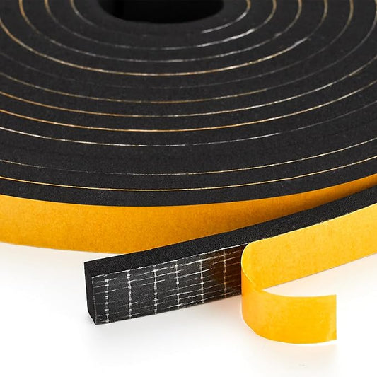 6.5 Feet Weather Stripping Door Seal, 2" Wide X 1" Thick Door Seal Strip High Density Foam Tape Adhesive Strip for Door Soundproofing,Window Insulation (2" x 1" x 6.5FT,Black)