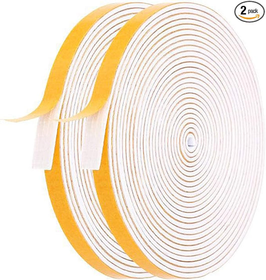 Door Weather Stripping-2 Rolls, 1/4 Inch Wide X 1/16 Inch Thick Total 26 Feet Long, Adhesive Soundproof Foam Seal Tape for Windows and Doors(13ft x 2 Rolls)