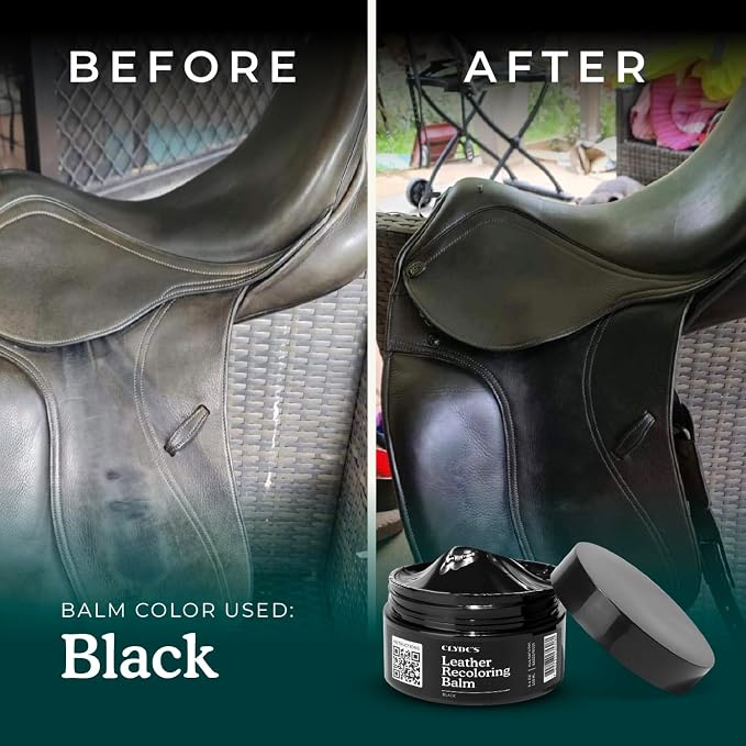 Clyde's™ Leather Company Leather Recoloring Balm – Color Restore & Scratch Repair Kit for Faded Leather Furniture, Car Seats, Sofa & Vinyl | 23 Colors | Non-Toxic Dye