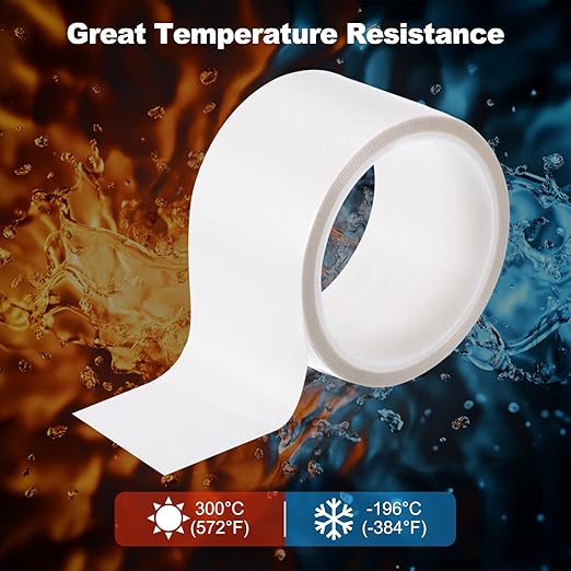 PATIKIL Heat Resistant Tape, 2.2 Inch x 33 Feet High Temperature Tape PTFE Adhesive High Heat Tape Waterproof for Vacuum Sealer Machine Insulation Protection, White, 0.13mm Thick