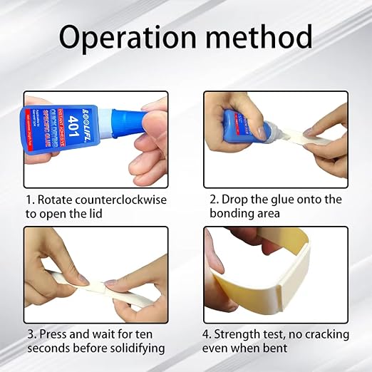 20ml Super Glue Dries Instantly, LOOLIFL High Viscosity 401 Strong Instant Adhesive Bond Transparent All-Purpose Universal for Plastic Wood Metal Rubber Leather Manicure DIY Crafts (401-5pcs)