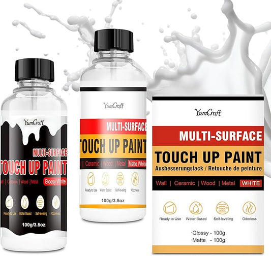 White Touch Up Paint Pen 7oz, Multi-Surface White Wall Paints Matte & Gloss, Touch Up Paint Repairs Scratches Chips Cracks & Spots, Walls Cabinets Doors Tubs Tiles Porcelain Acrylic Wood Furniture