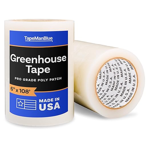 6" x 108' Roll of Greenhouse Repair Tape, Made in USA, Heavy Duty, Clear Poly Patch Tape for Repairing Greenhouses and Plastic Sheeting, UV Resistant Polyethylene Film for Seaming & Splicing