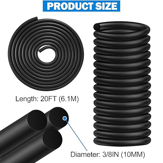 MYFAMIREA 20FT Backer Rod 3/8 Inch EPDM Rubber Caulk Saver Weather Strip Seal Concrete Expansion Joint Filler for Gaps and Joints, Black