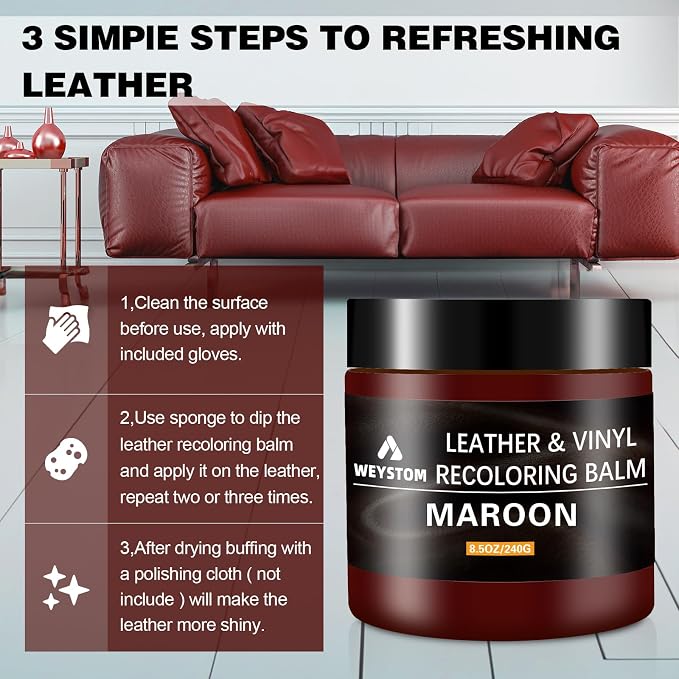 Leather Recoloring Balm, Color Restorer Conditioner, Leather Dye for Furniture, Couch Paint and Repair, Scratch Remover, Leather Color for Couches, Leather Repair Kits